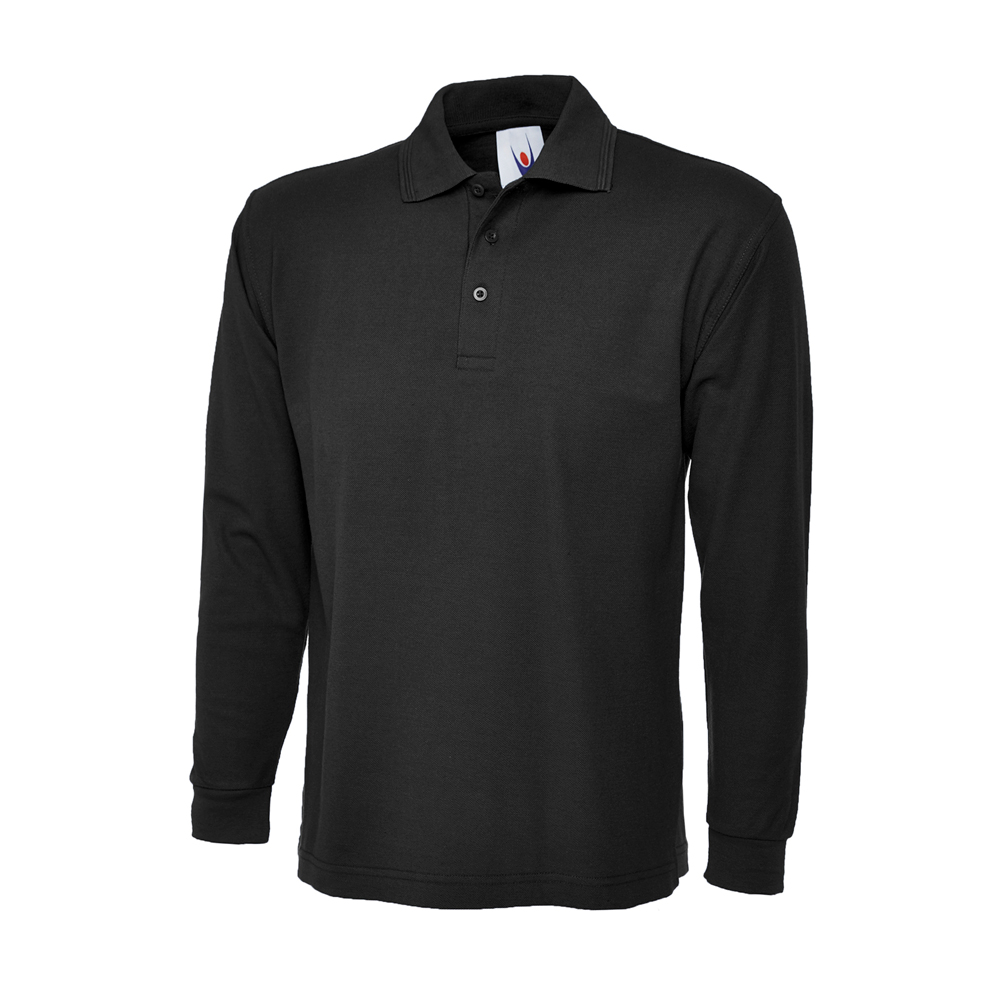 Uneek UC113 L/S Poloshirt - Black - XS