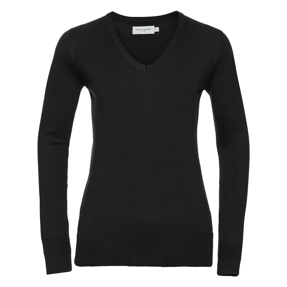 Russell J710F Women's V-Neck Pullover - Black - 6