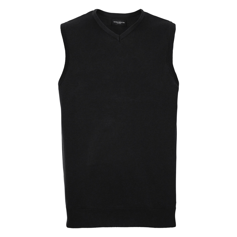 Russell J716M V-Neck Sleeveless Knitted Sweater - Black - 2XS