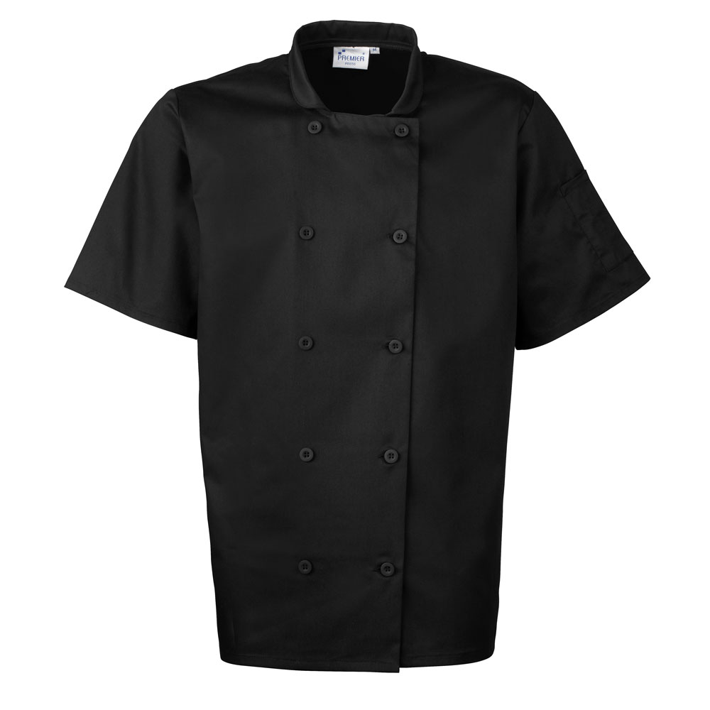 Premier PR656 Short Sleeve Chef's Jacket - Black - XS