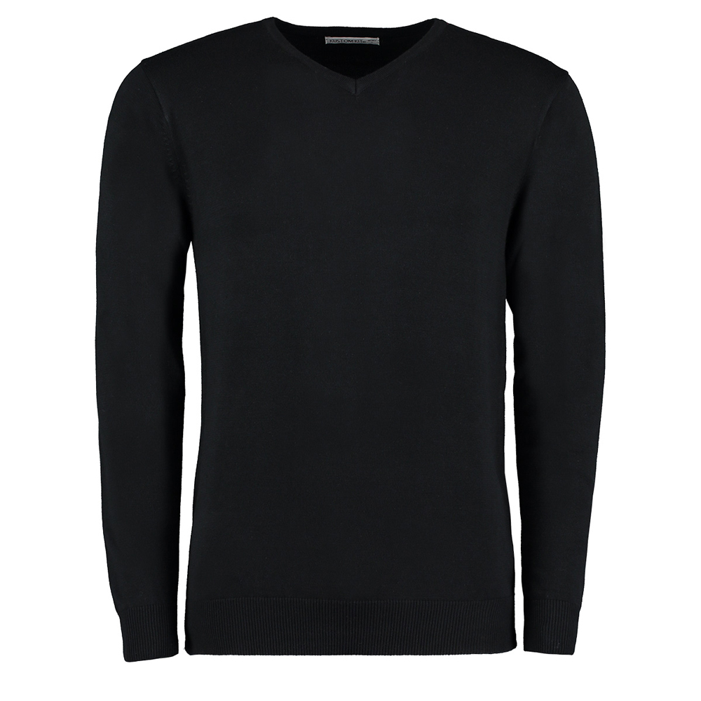 Kustom Kit KK352 Arundel V-Neck Sweater - Black - 2XS