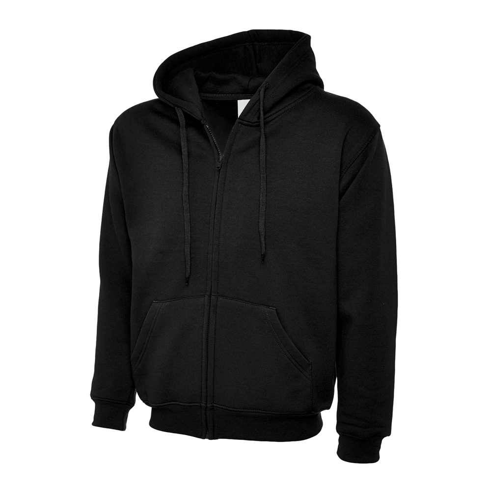 Uneek UC504 Full Zip Hooded Sweatshirt - Black - XS