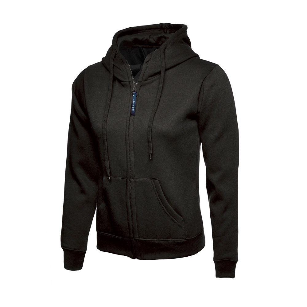 Uneek UC505 Women's Full Zip Hooded Sweatshirt - Black - 8