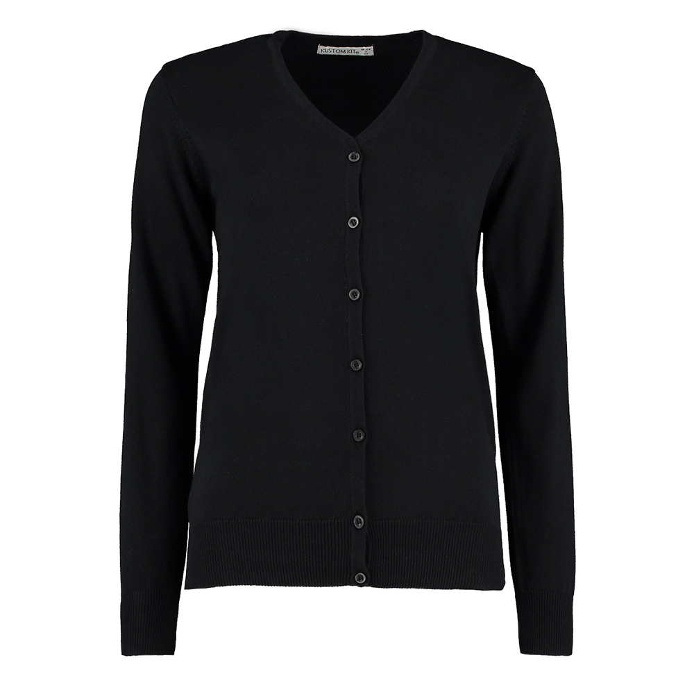 Kustom Kit KK354 Women's Arundel V-Neck Cardigan - Black - 6