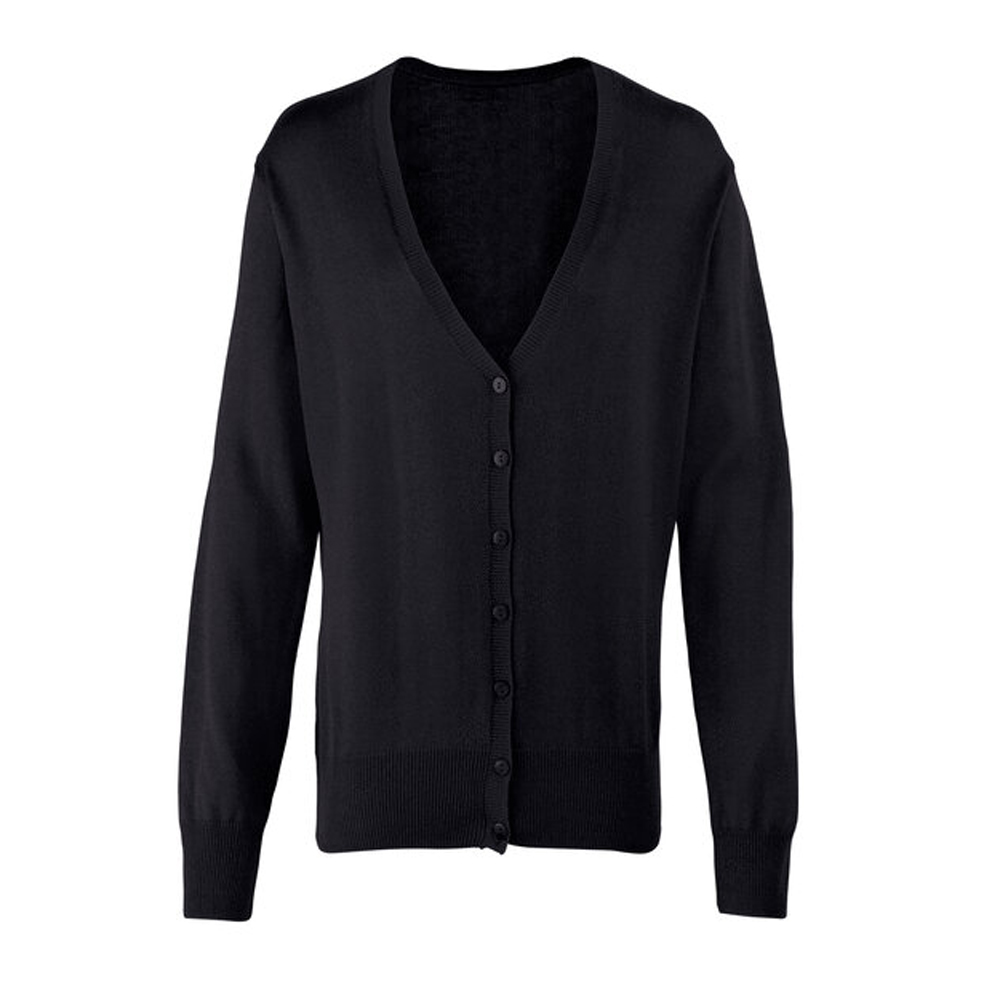 Premier Women's PR697 V-Neck Knitted Cardigan - Black - 8