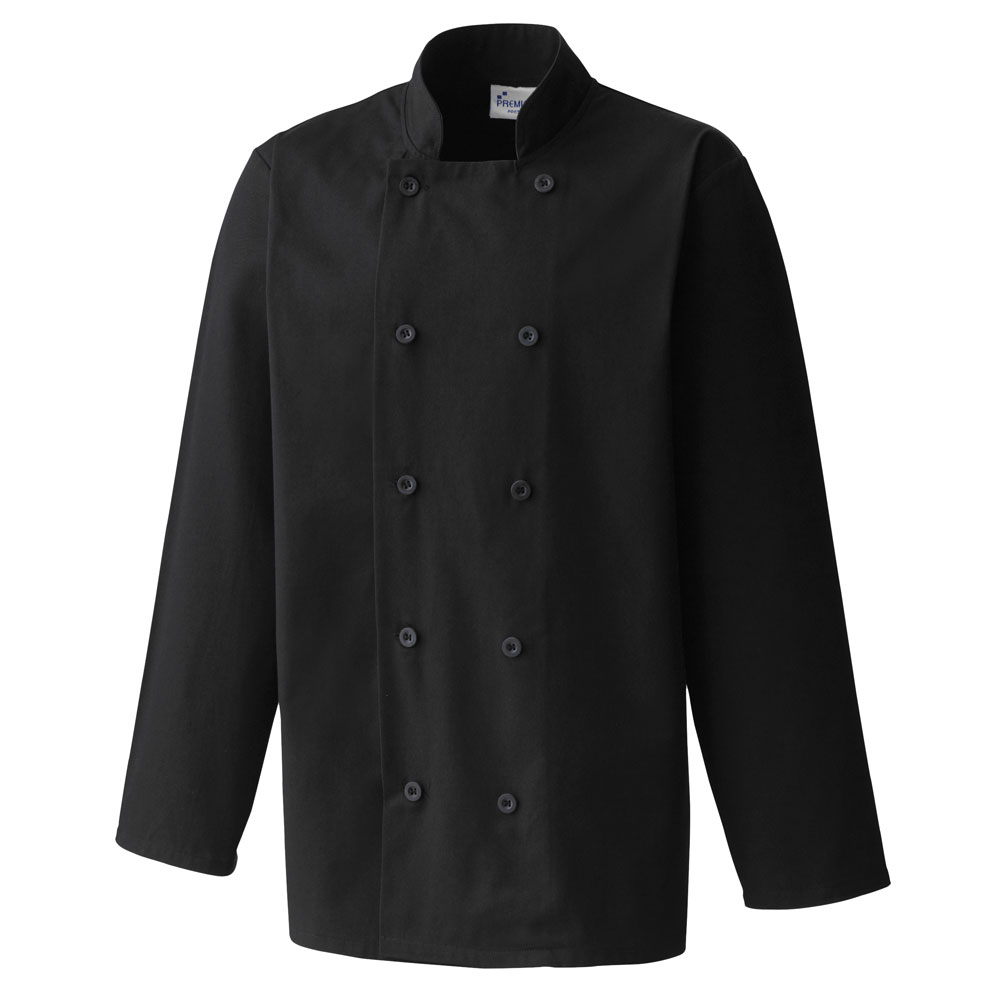 Premier PR657 Long Sleeve Chef's Jacket - Black - XS