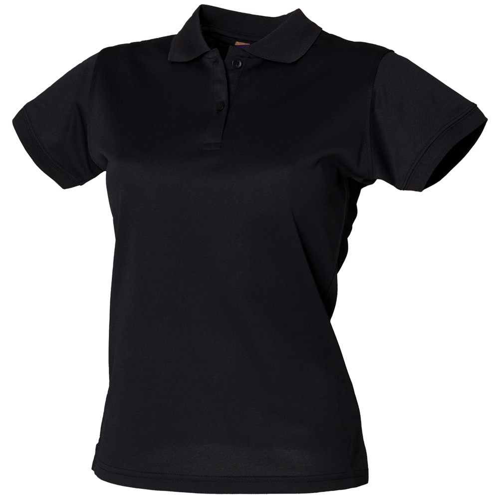 Henbury Women's HB476 Coolplus Poloshirt - Black - 8