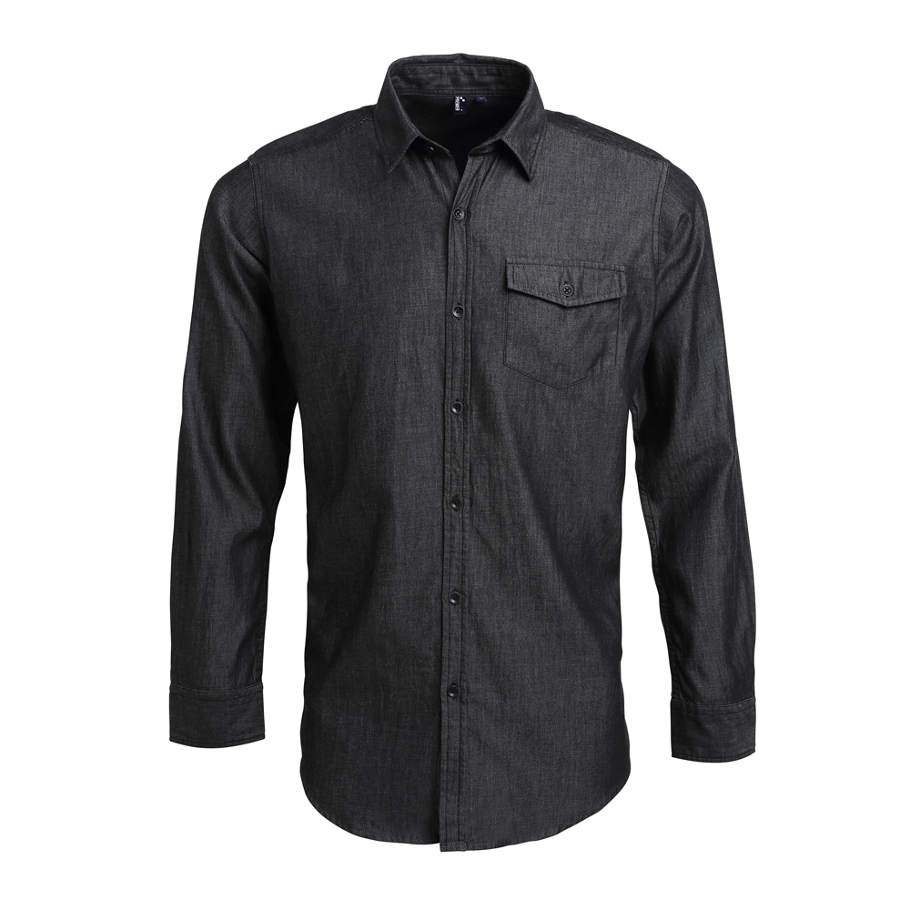 Premier PR222 Jeans Stitch Denim Shirt - Black Denim - XS