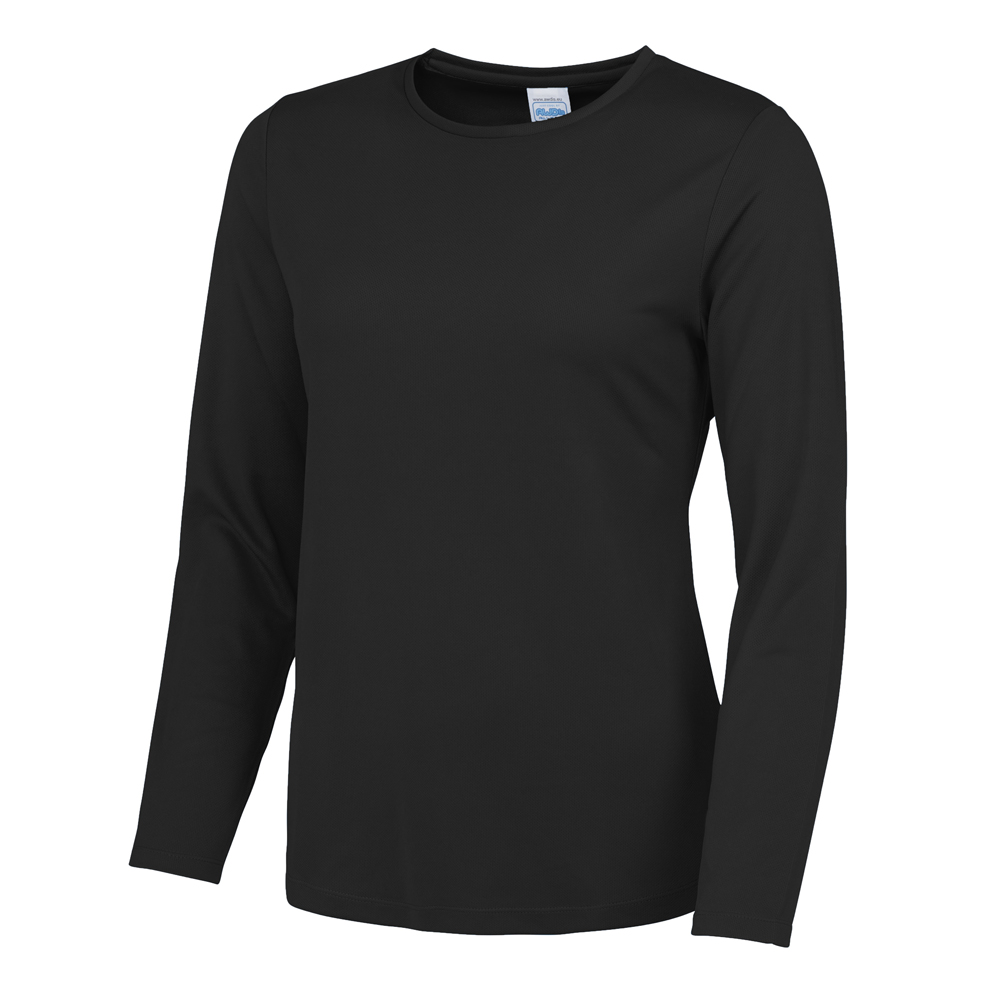 AWDis JC012 Women's L/S Cool T - Jet Black - XS