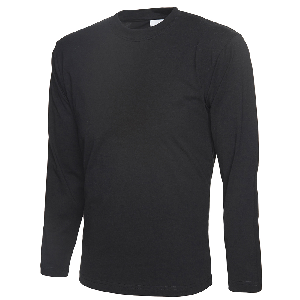 Uneek UC314 Long Sleeve T-shirt - Black - Small