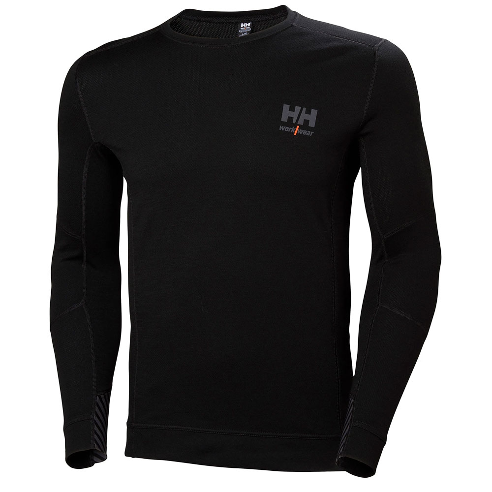 HH 75106 Lifa Merino Crewneck Baselayer - Black - XS