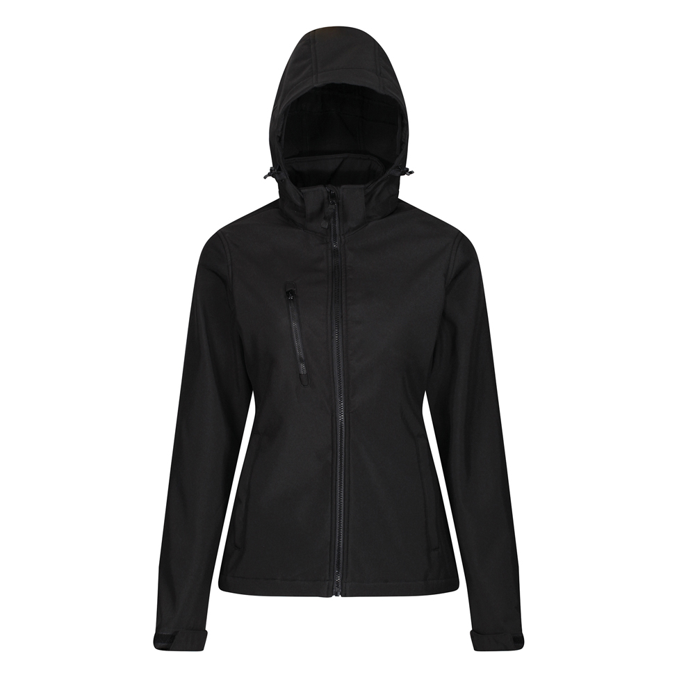 Regatta TRA702 Venturer Women's Hooded Softshell Jacket - Black - 10