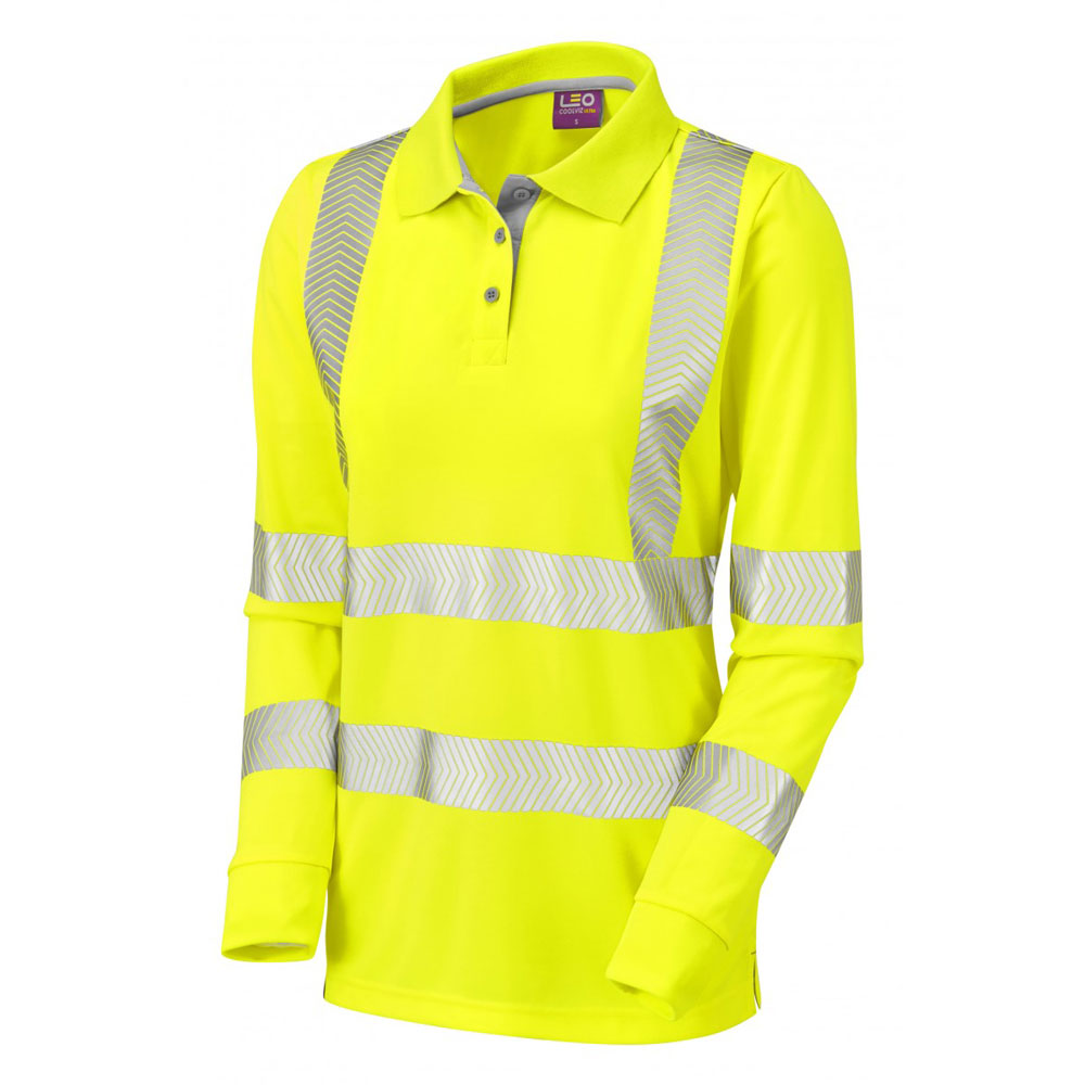 Leo PL08 Pollyfield Coolviz® Ultra Long Sleeve Women's Poloshirt - Hi Viz Yellow - 08