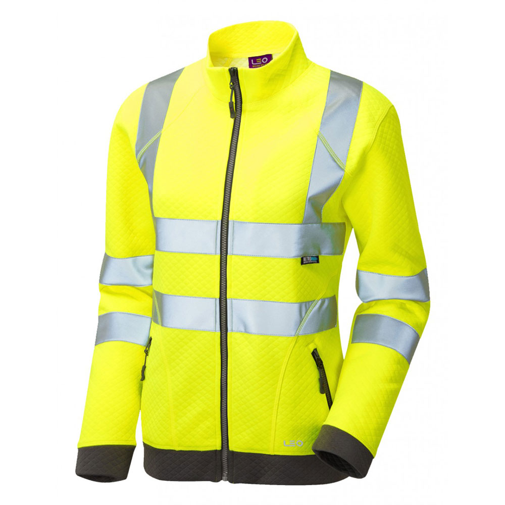 Leo SSL03 Hollicombe Women's Zipped Sweatshirt - Hi Viz Yellow - 08